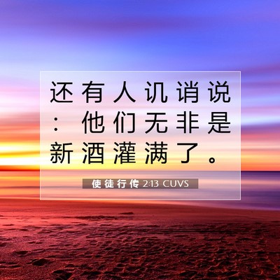 Picture 07 - 使 徒 行 传 2:13 CUVS - 还 有 人 讥 诮 说 ： 他 们 无 非 是 - Bible Verse Picture