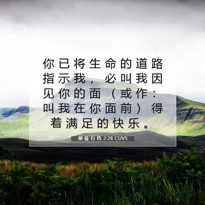 Picture 07 - 使 徒 行 传 2:28 CUVS - 你 已 将 生 命 的 道 路 指 示 我 ， - Bible Verse Picture