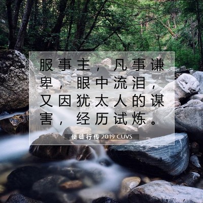 Picture 07 - 使 徒 行 传 20:19 CUVS - 服 事 主 ， 凡 事 谦 卑 ， 眼 中 流 - Bible Verse Picture