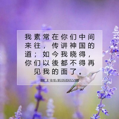 Picture 07 - 使 徒 行 传 20:25 CUVS - 我 素 常 在 你 们 中 间 来 往 ， 传 - Bible Verse Picture