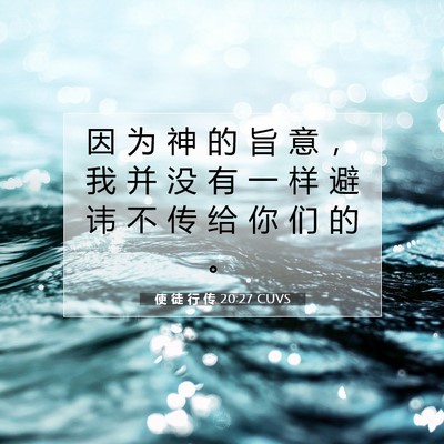 Picture 07 - 使 徒 行 传 20:27 CUVS - 因 为 神 的 旨 意 ， 我 并 没 有 一 - Bible Verse Picture