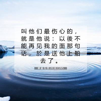 Picture 07 - 使 徒 行 传 20:38 CUVS - 叫 他 们 最 伤 心 的 ， 就 是 他 说 - Bible Verse Picture