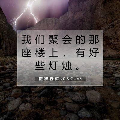 Picture 07 - 使 徒 行 传 20:8 CUVS - 我 们 聚 会 的 那 座 楼 上 ， 有 好 - Bible Verse Picture