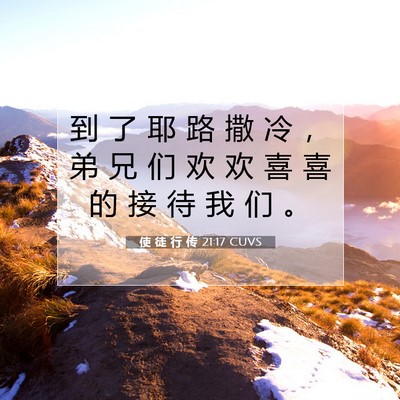 Picture 07 - 使 徒 行 传 21:17 CUVS - 到 了 耶 路 撒 冷 ， 弟 兄 们 欢 欢 - Bible Verse Picture