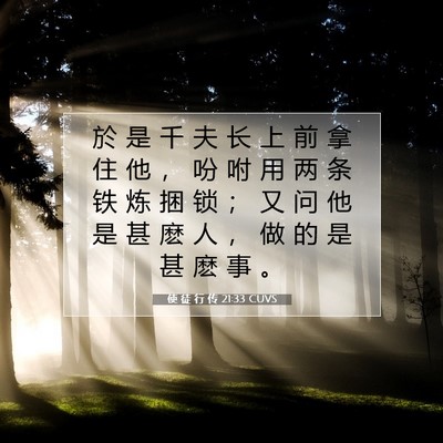 Picture 07 - 使 徒 行 传 21:33 CUVS - 於 是 千 夫 长 上 前 拿 住 他 ， 吩 - Bible Verse Picture