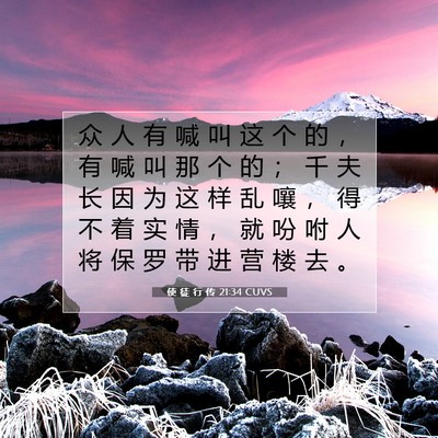 Picture 07 - 使 徒 行 传 21:34 CUVS - 众 人 有 喊 叫 这 个 的 ， 有 喊 叫 - Bible Verse Picture
