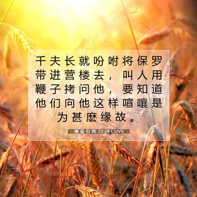 Picture 07 - 使 徒 行 传 22:24 CUVS - 千 夫 长 就 吩 咐 将 保 罗 带 进 营 - Bible Verse Picture