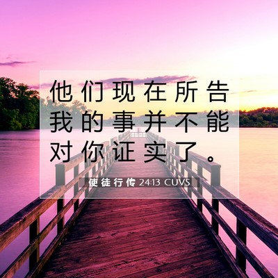 Picture 07 - 使 徒 行 传 24:13 CUVS - 他 们 现 在 所 告 我 的 事 并 不 能 - Bible Verse Picture