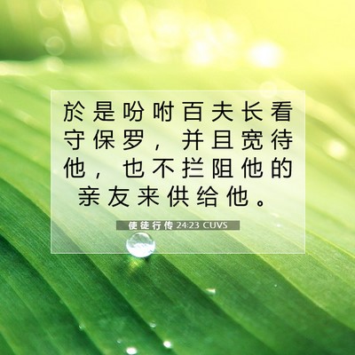 Picture 07 - 使 徒 行 传 24:23 CUVS - 於 是 吩 咐 百 夫 长 看 守 保 罗 ， - Bible Verse Picture