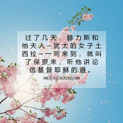 Picture 07 - 使 徒 行 传 24:24 CUVS - 过 了 几 天 ， 腓 力 斯 和 他 夫 人 - Bible Verse Picture