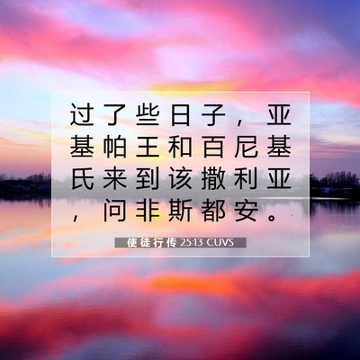 Picture 07 - 使 徒 行 传 25:13 CUVS - 过 了 些 日 子 ， 亚 基 帕 王 和 百 - Bible Verse Picture