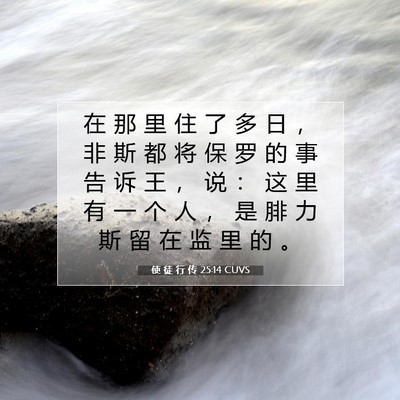 Picture 07 - 使 徒 行 传 25:14 CUVS - 在 那 里 住 了 多 日 ， 非 斯 都 将 - Bible Verse Picture