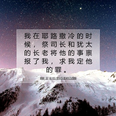 Picture 07 - 使 徒 行 传 25:15 CUVS - 我 在 耶 路 撒 冷 的 时 候 ， 祭 司 - Bible Verse Picture