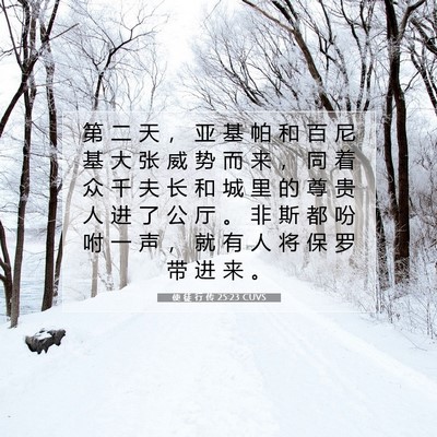 Picture 07 - 使 徒 行 传 25:23 CUVS - 第 二 天 ， 亚 基 帕 和 百 尼 基 大 - Bible Verse Picture