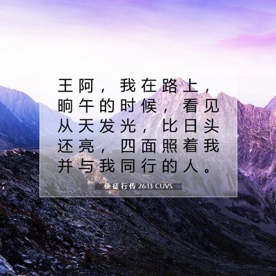 Picture 07 - 使 徒 行 传 26:13 CUVS - 王 阿 ， 我 在 路 上 ， 晌 午 的 时 - Bible Verse Picture