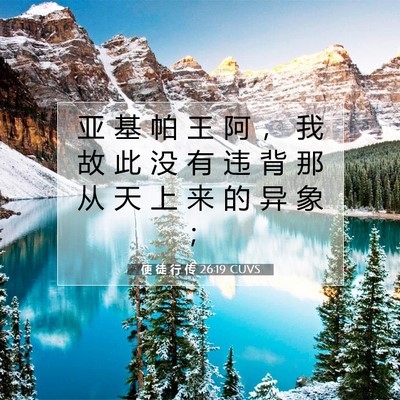 Picture 07 - 使 徒 行 传 26:19 CUVS - 亚 基 帕 王 阿 ， 我 故 此 没 有 违 - Bible Verse Picture