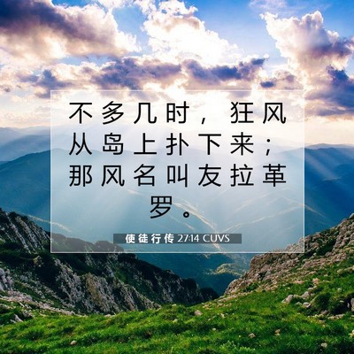 Picture 07 - 使 徒 行 传 27:14 CUVS - 不 多 几 时 ， 狂 风 从 岛 上 扑 下 - Bible Verse Picture
