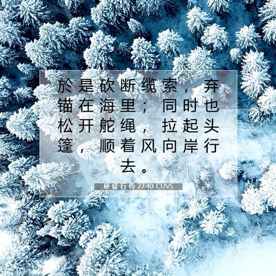 Picture 07 - 使 徒 行 传 27:40 CUVS - 於 是 砍 断 缆 索 ， 弃 锚 在 海 里 - Bible Verse Picture
