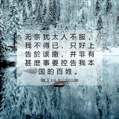 Picture 07 - 使 徒 行 传 28:19 CUVS - 无 奈 犹 太 人 不 服 ， 我 不 得 已 - Bible Verse Picture