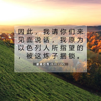 Picture 07 - 使 徒 行 传 28:20 CUVS - 因 此 ， 我 请 你 们 来 见 面 说 话 - Bible Verse Picture