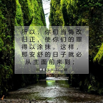 Picture 07 - 使 徒 行 传 3:19 CUVS - 所 以 ， 你 们 当 悔 改 归 正 ， 使 - Bible Verse Picture