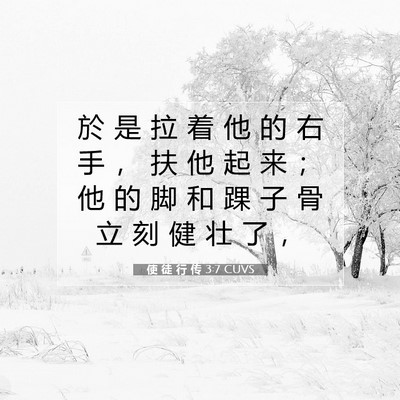 Picture 07 - 使 徒 行 传 3:7 CUVS - 於 是 拉 着 他 的 右 手 ， 扶 他 起 - Bible Verse Picture