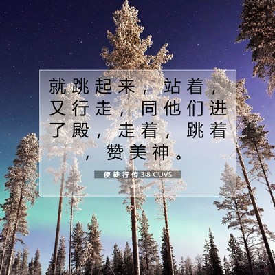 Picture 07 - 使 徒 行 传 3:8 CUVS - 就 跳 起 来 ， 站 着 ， 又 行 走 ， - Bible Verse Picture