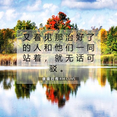 Picture 07 - 使 徒 行 传 4:14 CUVS - 又 看 见 那 治 好 了 的 人 和 他 们 - Bible Verse Picture
