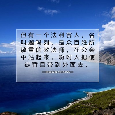 Picture 07 - 使 徒 行 传 5:34 CUVS - 但 有 一 个 法 利 赛 人 ， 名 叫 迦 - Bible Verse Picture