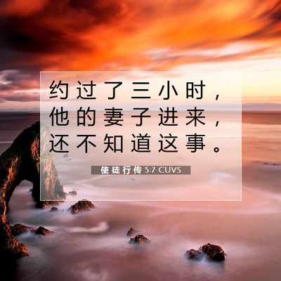 Picture 07 - 使 徒 行 传 5:7 CUVS - 约 过 了 三 小 时 ， 他 的 妻 子 进 - Bible Verse Picture