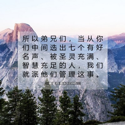 Picture 07 - 使 徒 行 传 6:3 CUVS - 所 以 弟 兄 们 ， 当 从 你 们 中 间 - Bible Verse Picture
