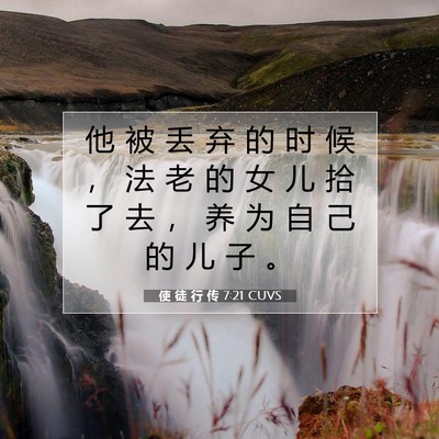 Picture 07 - 使 徒 行 传 7:21 CUVS - 他 被 丢 弃 的 时 候 ， 法 老 的 女 - Bible Verse Picture