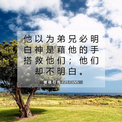 Picture 07 - 使 徒 行 传 7:25 CUVS - 他 以 为 弟 兄 必 明 白 神 是 藉 他 - Bible Verse Picture