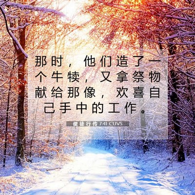 Picture 07 - 使 徒 行 传 7:41 CUVS - 那 时 ， 他 们 造 了 一 个 牛 犊 ， - Bible Verse Picture