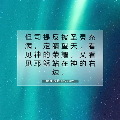 Picture 07 - 使 徒 行 传 7:55 CUVS - 但 司 提 反 被 圣 灵 充 满 ， 定 睛 - Bible Verse Picture