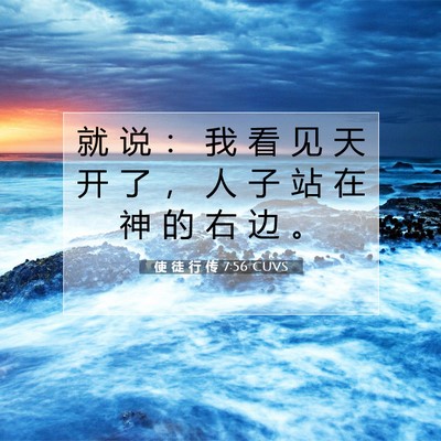 Picture 07 - 使 徒 行 传 7:56 CUVS - 就 说 ： 我 看 见 天 开 了 ， 人 子 - Bible Verse Picture