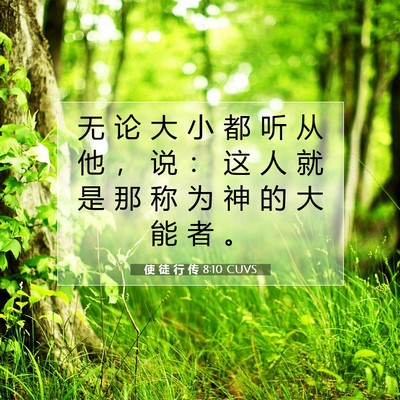 Picture 07 - 使 徒 行 传 8:10 CUVS - 无 论 大 小 都 听 从 他 ， 说 ： 这 - Bible Verse Picture