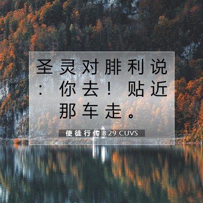 Picture 07 - 使 徒 行 传 8:29 CUVS - 圣 灵 对 腓 利 说 ： 你 去 ！ 贴 近 - Bible Verse Picture