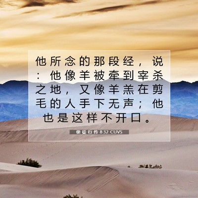 Picture 07 - 使 徒 行 传 8:32 CUVS - 他 所 念 的 那 段 经 ， 说 ： 他 像 - Bible Verse Picture