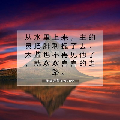 Picture 07 - 使 徒 行 传 8:39 CUVS - 从 水 里 上 来 ， 主 的 灵 把 腓 利 - Bible Verse Picture