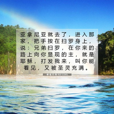 Picture 07 - 使 徒 行 传 9:17 CUVS - 亚 拿 尼 亚 就 去 了 ， 进 入 那 家 - Bible Verse Picture