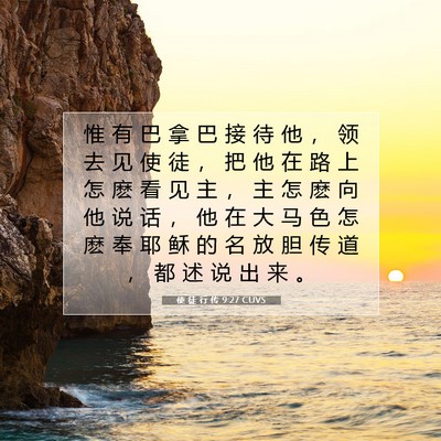 Picture 07 - 使 徒 行 传 9:27 CUVS - 惟 有 巴 拿 巴 接 待 他 ， 领 去 见 - Bible Verse Picture