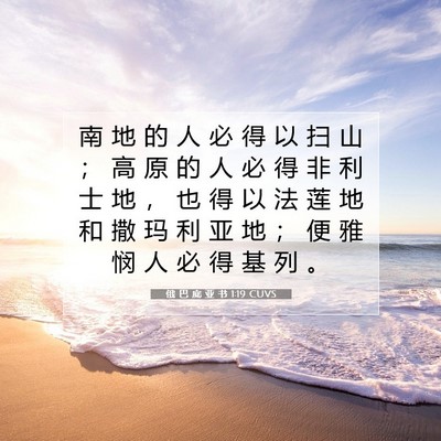 Picture 07 - 俄 巴 底 亚 书 1:19 CUVS - 南 地 的 人 必 得 以 扫 山 ； 高 原 - Bible Verse Picture