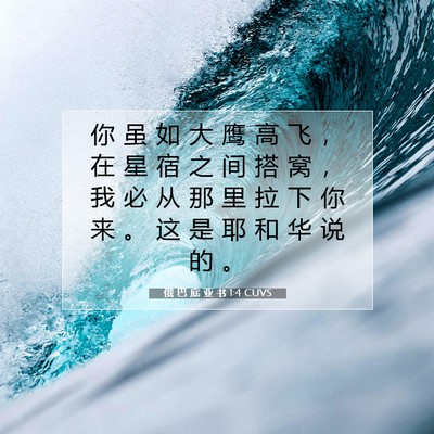 Picture 07 - 俄 巴 底 亚 书 1:4 CUVS - 你 虽 如 大 鹰 高 飞 ， 在 星 宿 之 - Bible Verse Picture