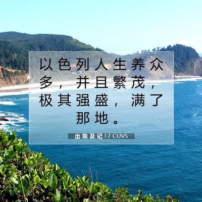 Picture 07 - 出 埃 及 记 1:7 CUVS - 以 色 列 人 生 养 众 多 ， 并 且 繁 - Bible Verse Picture