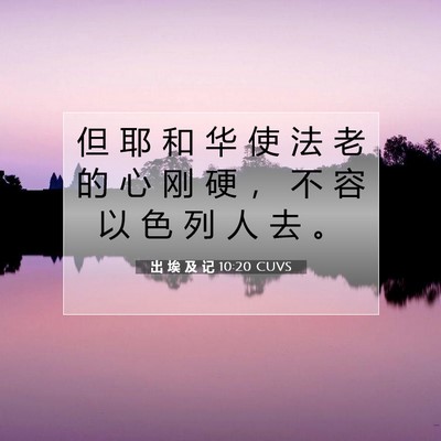 Picture 07 - 出 埃 及 记 10:20 CUVS - 但 耶 和 华 使 法 老 的 心 刚 硬 ， - Bible Verse Picture