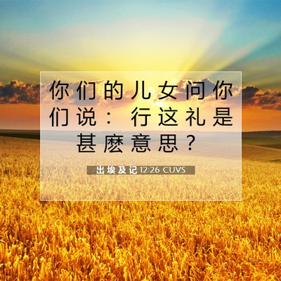 Picture 07 - 出 埃 及 记 12:26 CUVS - 你 们 的 儿 女 问 你 们 说 ： 行 这 - Bible Verse Picture