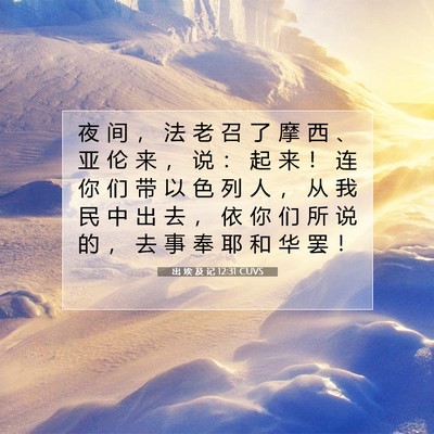 Picture 07 - 出 埃 及 记 12:31 CUVS - 夜 间 ， 法 老 召 了 摩 西 、 亚 伦 - Bible Verse Picture