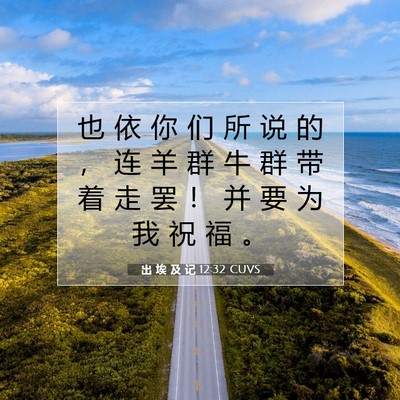 Picture 07 - 出 埃 及 记 12:32 CUVS - 也 依 你 们 所 说 的 ， 连 羊 群 牛 - Bible Verse Picture