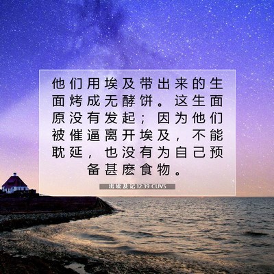 Picture 07 - 出 埃 及 记 12:39 CUVS - 他 们 用 埃 及 带 出 来 的 生 面 烤 - Bible Verse Picture